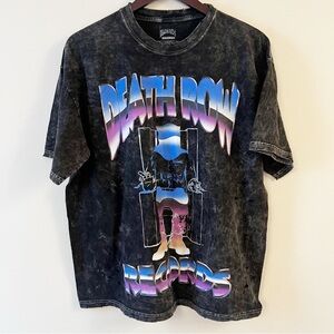 Death Row Distressed Burnout Out T-shirt Short Sleeves Round Neck Size Large